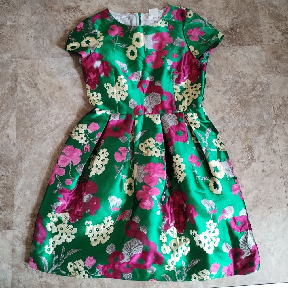 NWOT size 10 Brooks Brothers Red Fleece Floral Jacquard Dress